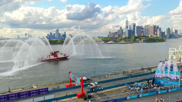 Nissan's Sebastien Buemi heads the way in Free Practice 2 in New York City